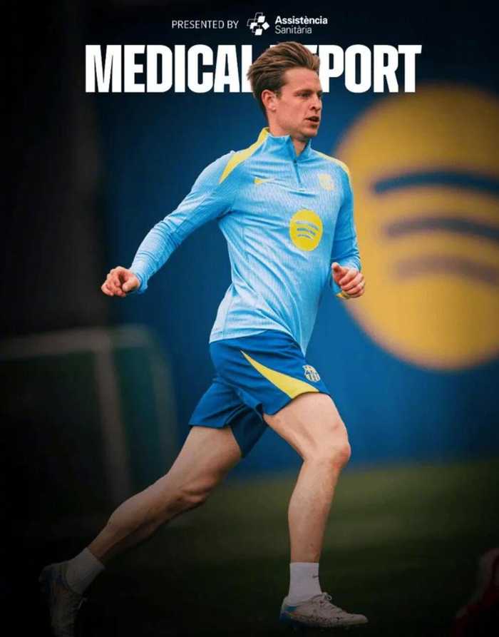 巴萨官方确认德容右腿肌腱受伤，预计伤缺五至六周